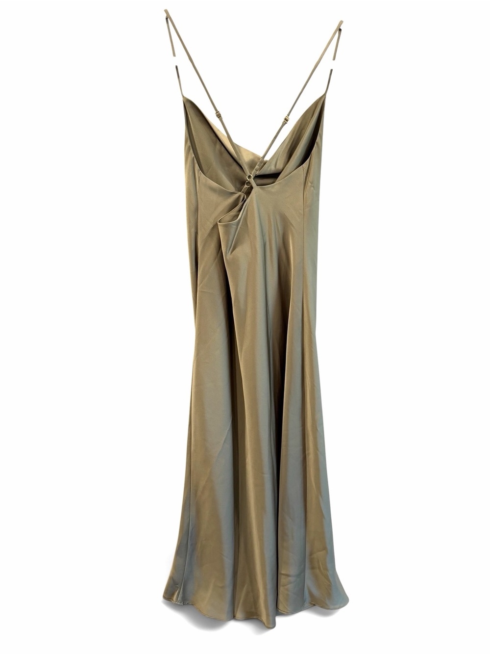 Show Me Your Mumu Verona Cowl Dress Moss Green Luxe Satin Size Small Never Worn - Picture 3 of 14